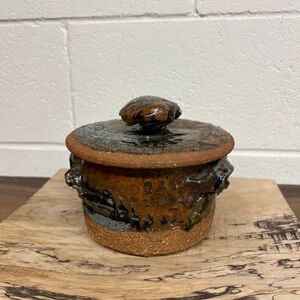 Signed Collins Chunky Textured Pottery Canister